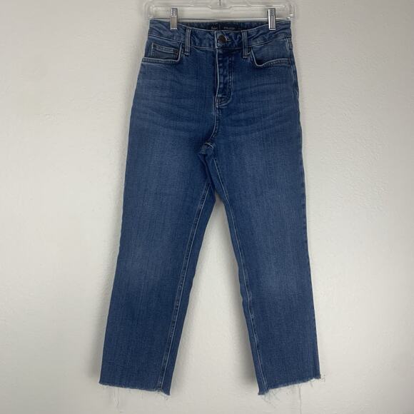 Boden‎ Jeans Womens 4P Straight Crop Raw Hem Stretch Denim Button Fly Petite - Picture 1 of 8